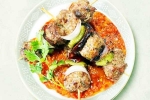 Roasted Lamb Dumplings preparation, Roasted Lamb Dumplings serving, recipe roasted lamb dumplings and dates with lebanese salsa, Red meat