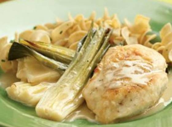 Chicken with Creamy Braised Leeks